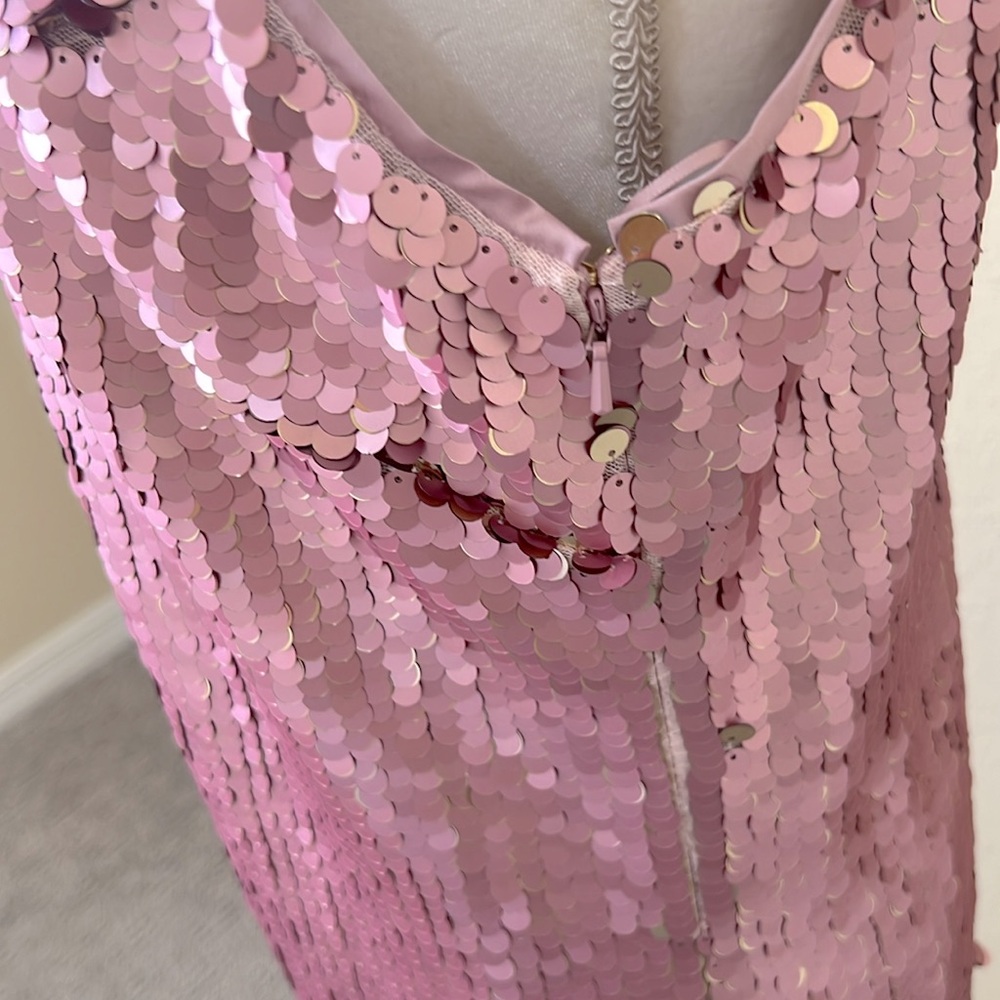 Alice + Olivia Sequin Mini Dress in Shimmering Pink P2P 18in - Picture 6 of 17